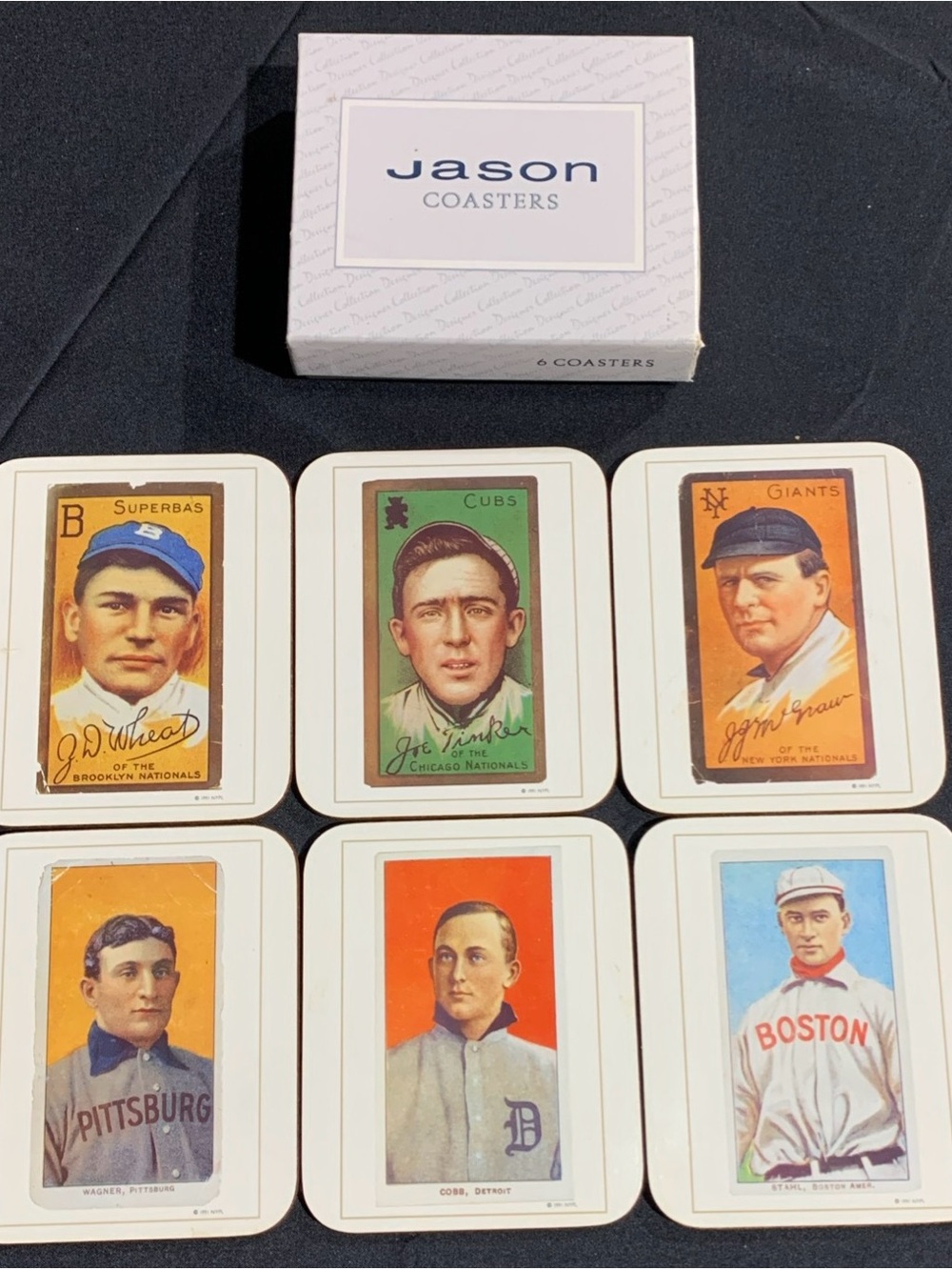 Vintage 1991 Set Of 6 MMA Baseball Card Cork Coasters - Jason Products